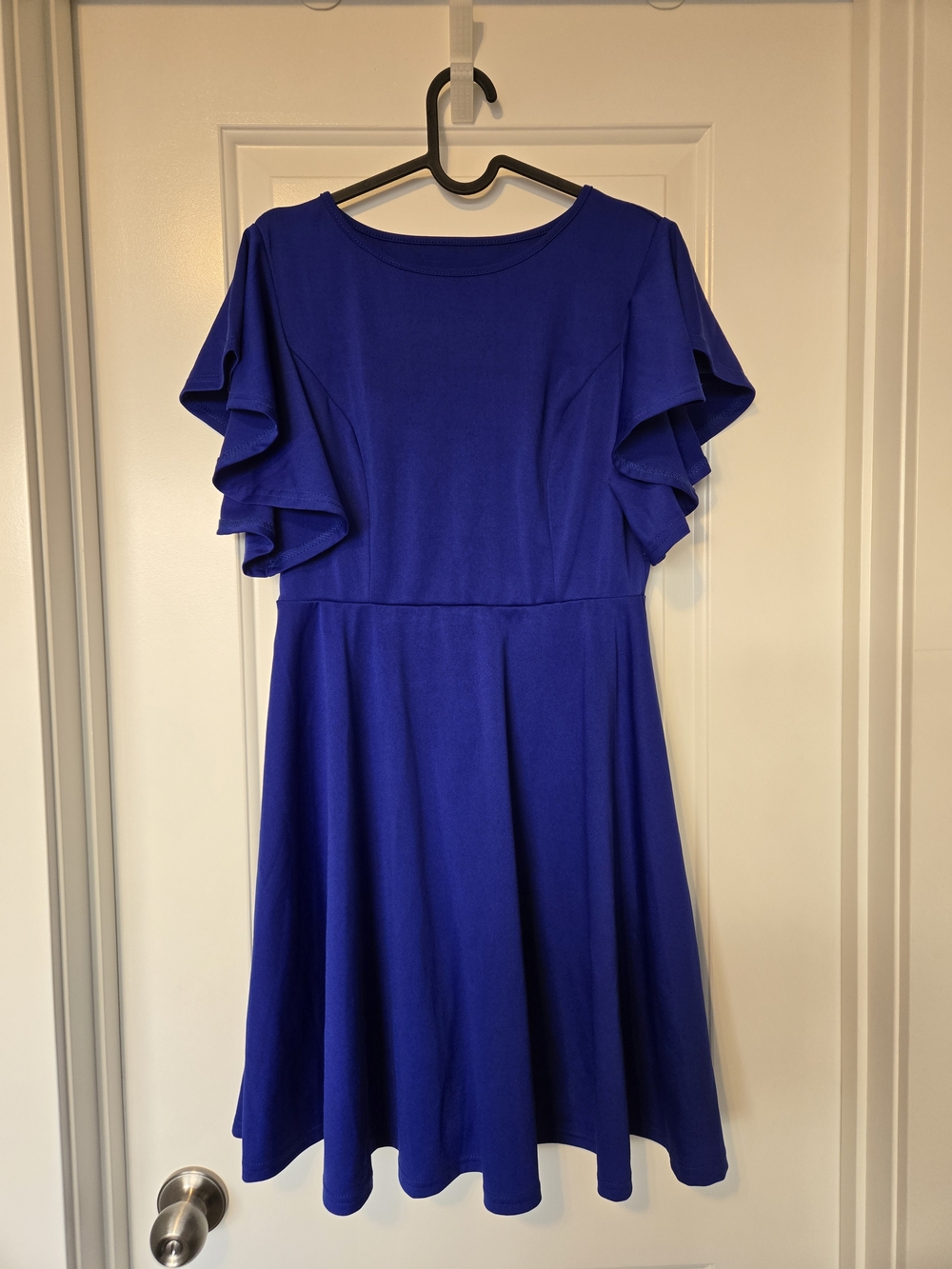 SHEIN Royal Blue Midi Dress with Ruffle Sleeves